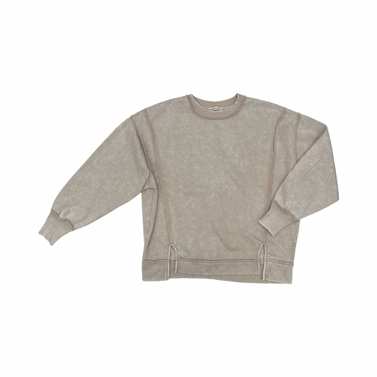 Sweatshirt Crewneck By Zenana In Tan, Size:L