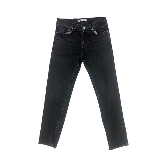 Jeans Straight By Zara In Black Denim, Size:10