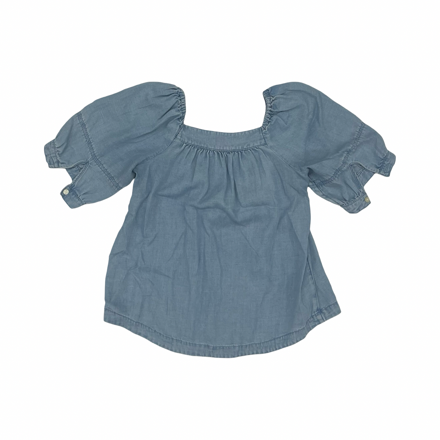 Blouse Ss By Loft In Blue Denim, Size:Xxsp