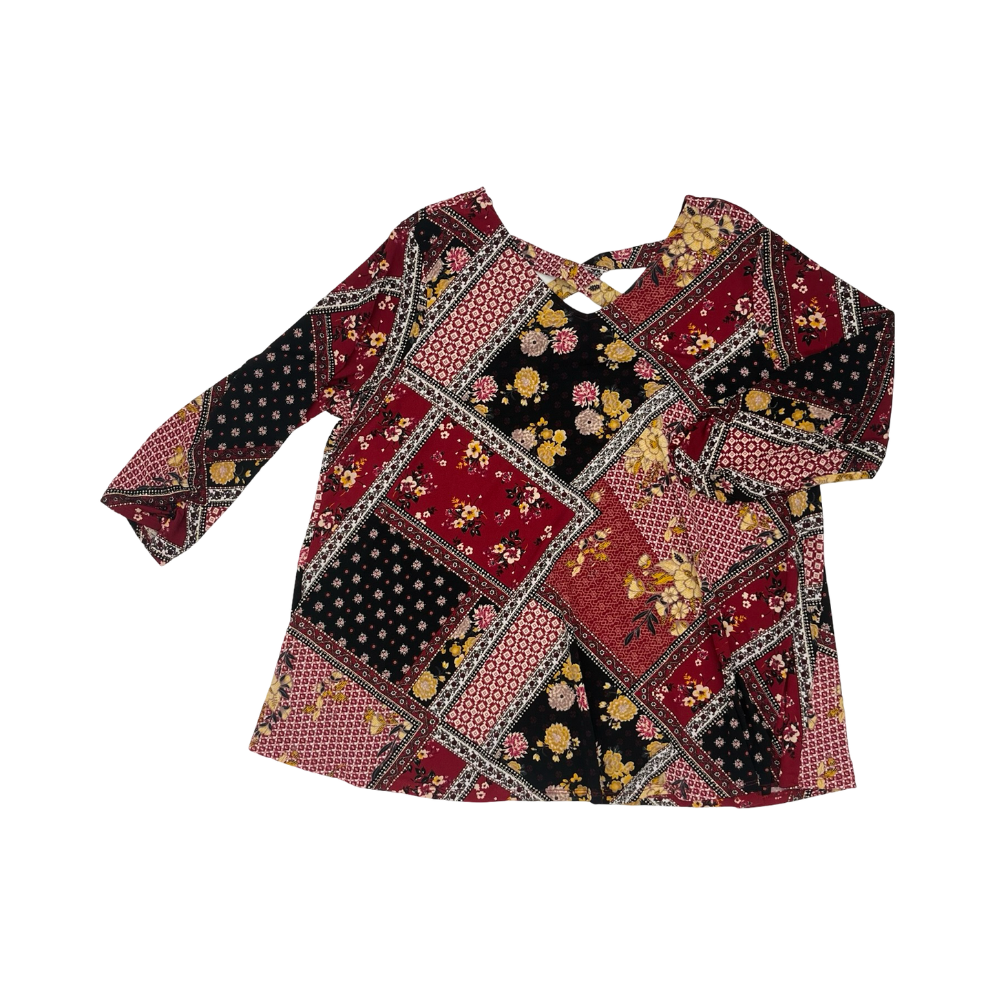 Blouse 3/4 Sleeve By Westport In Black & Red, Size:2X