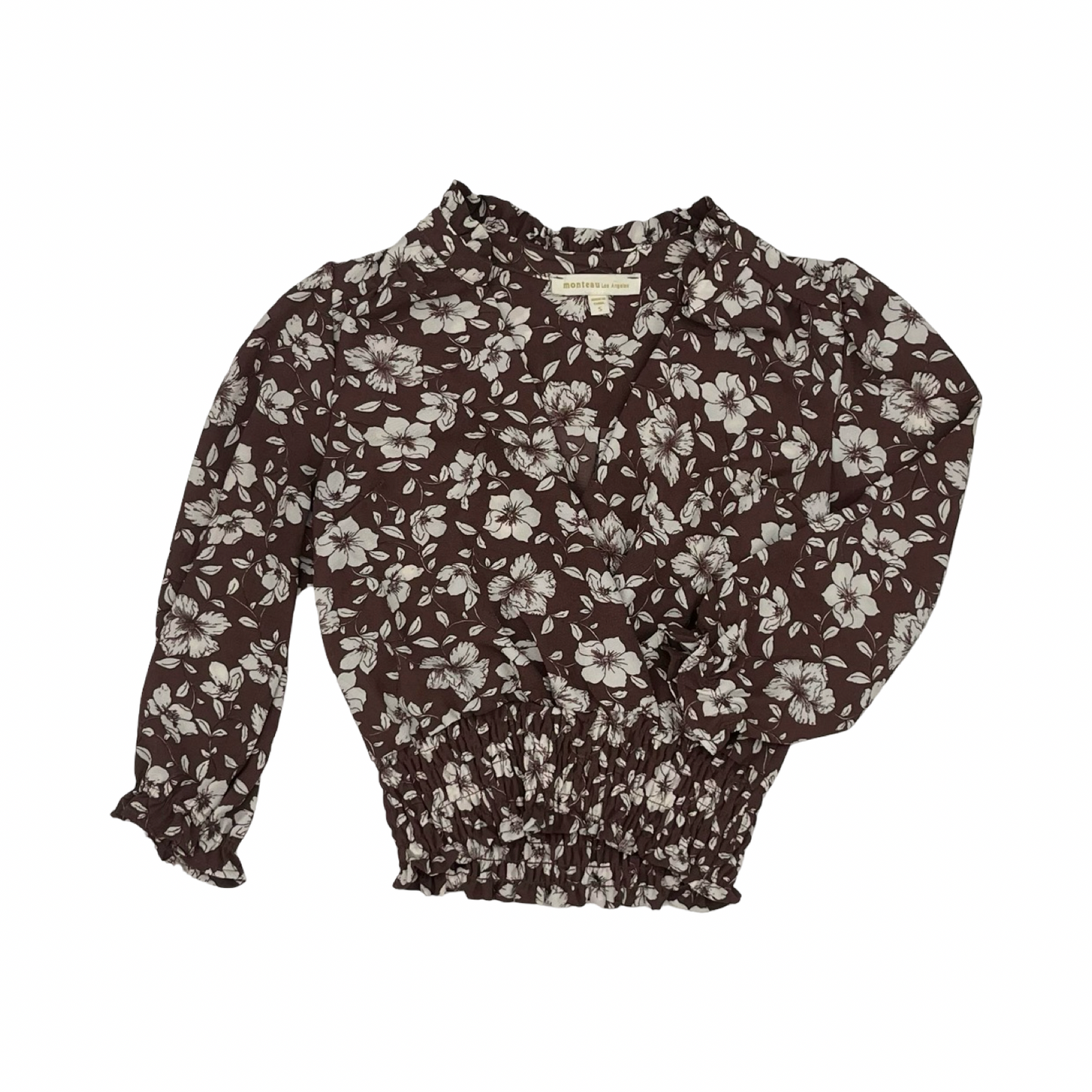 Blouse 3/4 Sleeve By Monteau In Floral Print, Size:S