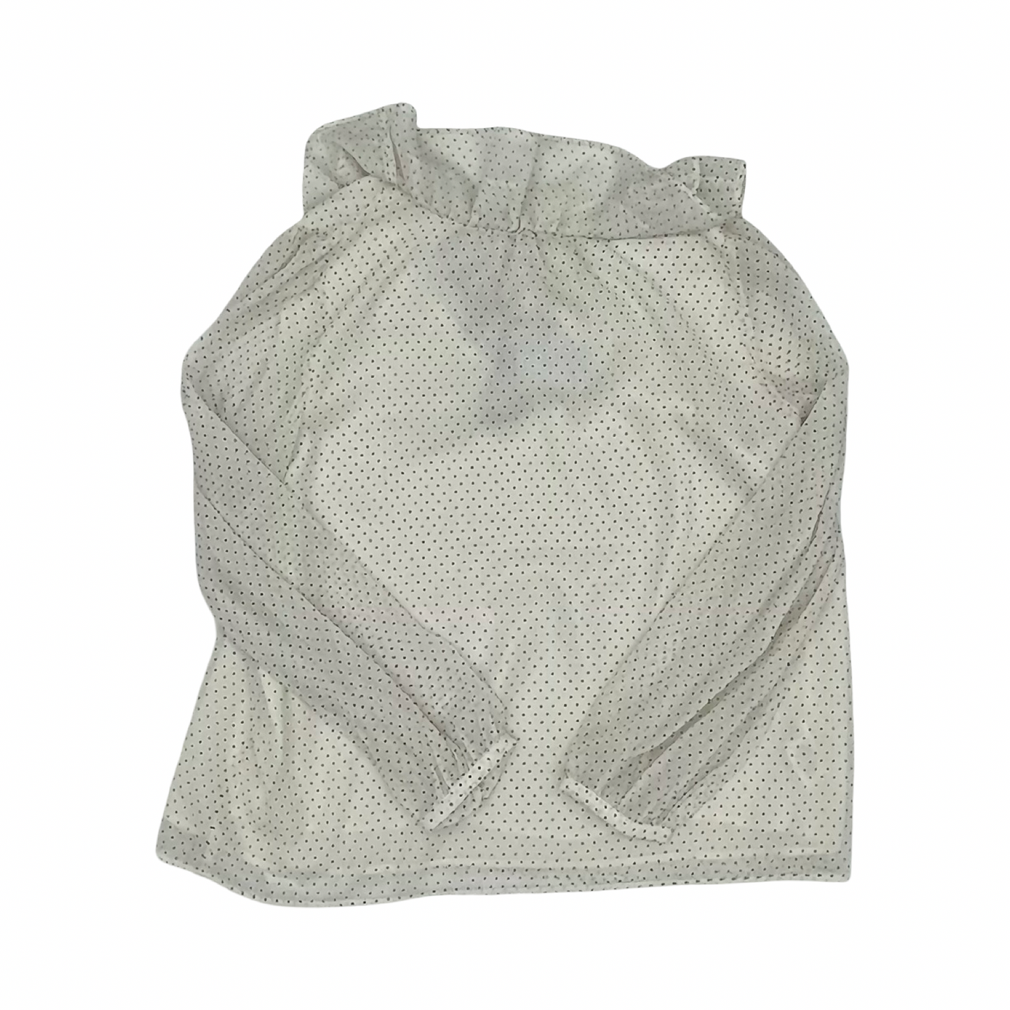 Blouse Ls By Loft In Black & Cream, Size:Lp