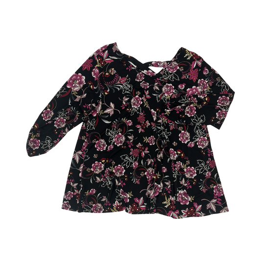 Blouse 3/4 Sleeve By Westport In Black & Purple, Size:2X