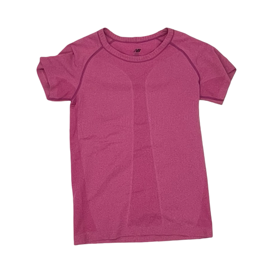 Athletic Top Ss By New Balance In Pink, Size:M