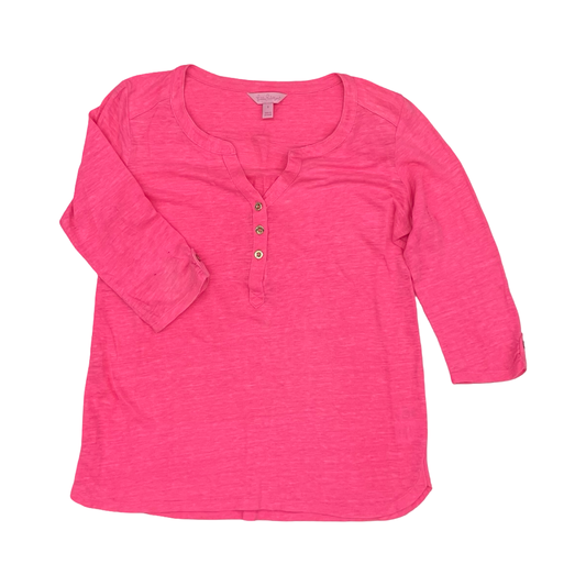 Top 3/4 Sleeve Designer By Lilly Pulitzer In Pink, Size:S