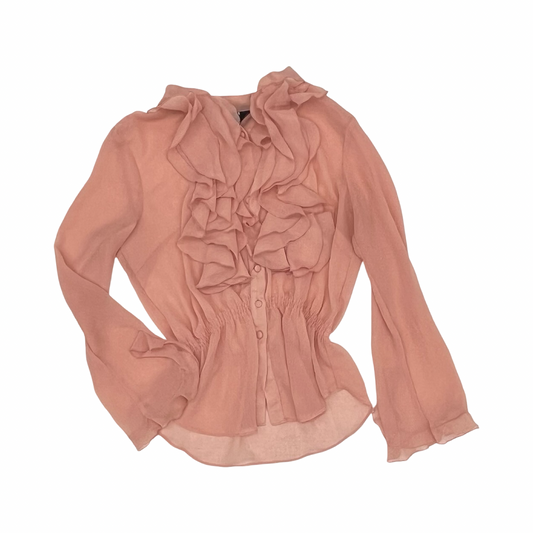 Blouse Ls By Bisou Bisou In Pink, Size:L
