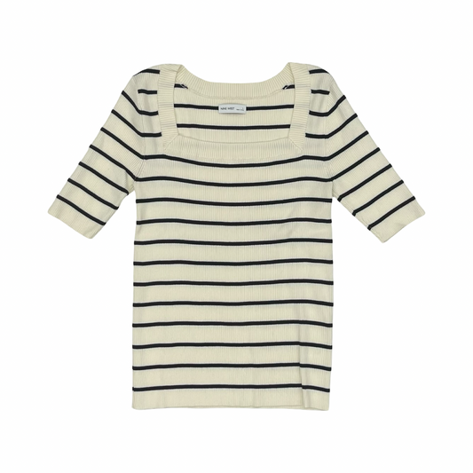 Sweater Ss By Nine West Apparel In Black & Cream, Size:L