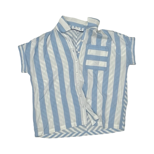 Blouse Ss By Jane And Delancey In Blue & White, Size:M