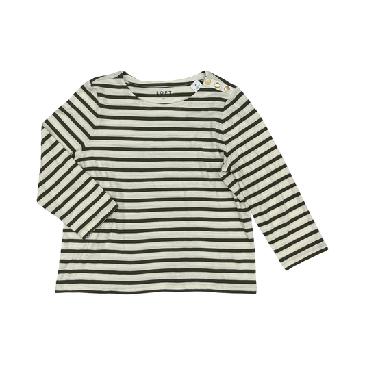 Top 3/4 Sleeve By Loft In Cream & Green, Size:Xl