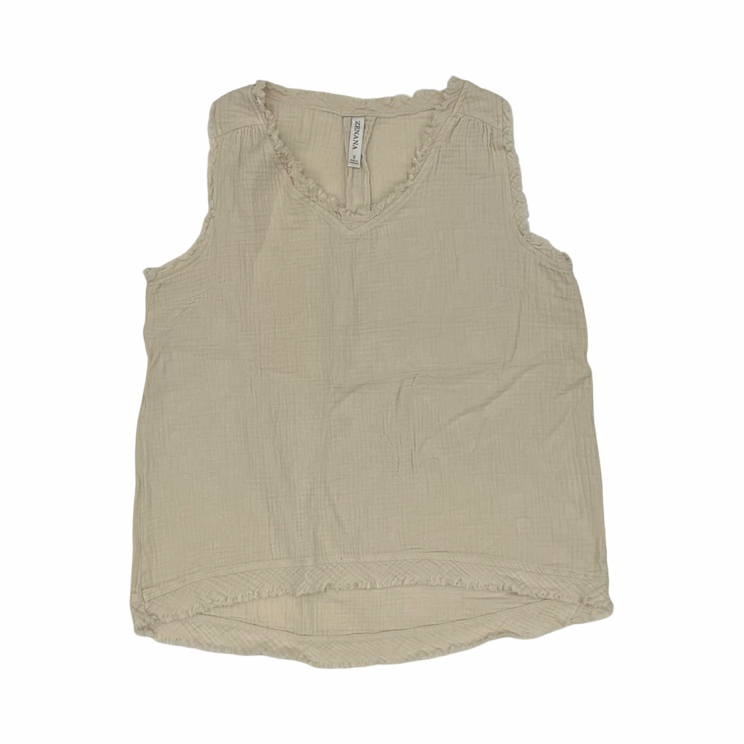 Top Sleeveless By Zenana In Tan, Size:S