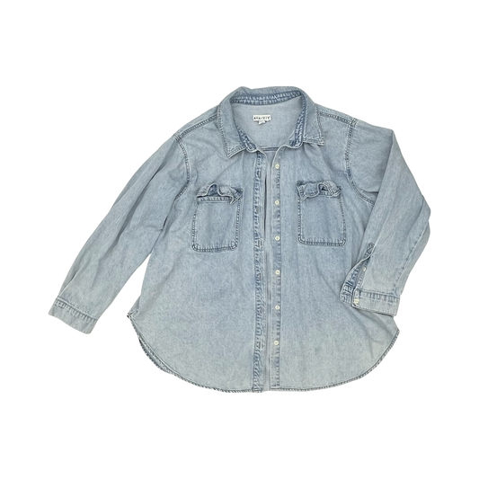 Top Ls By Ava & Viv In Blue Denim, Size:2X