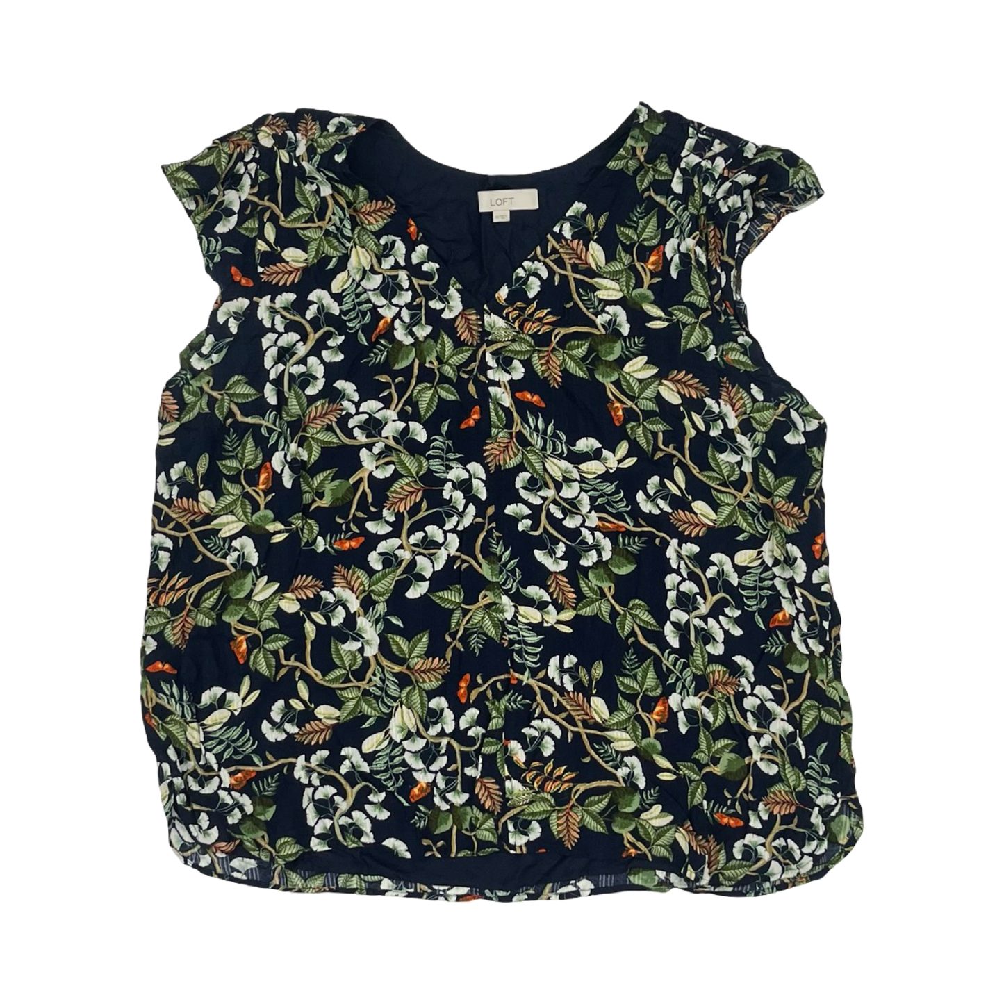 Blouse Ss By Loft In Floral Print, Size:Xxl