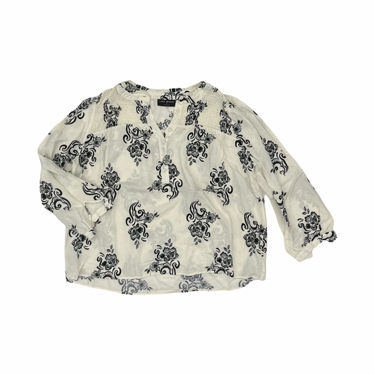 Blouse 3/4 Sleeve By Lane Bryant In Black & White, Size:2X