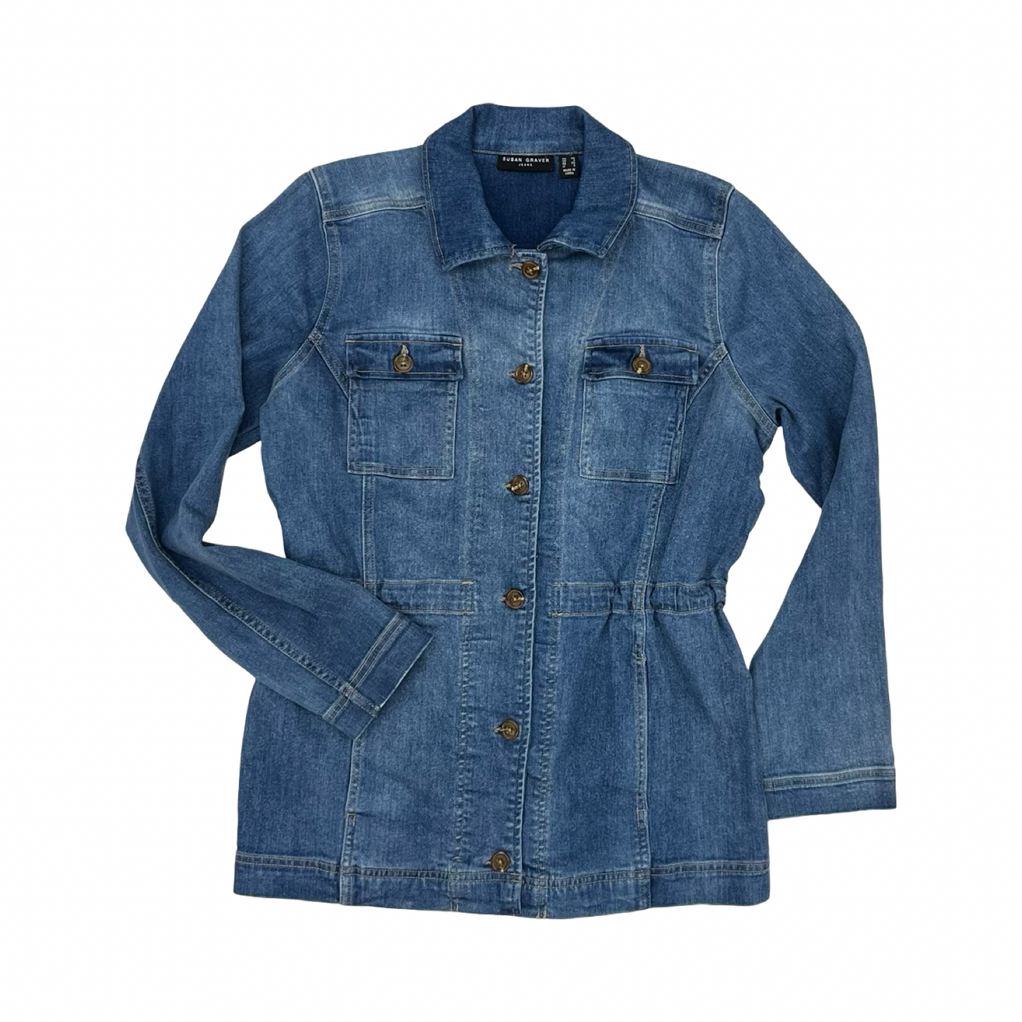 Jacket Denim By Susan Graver In Blue Denim, Size:Xs