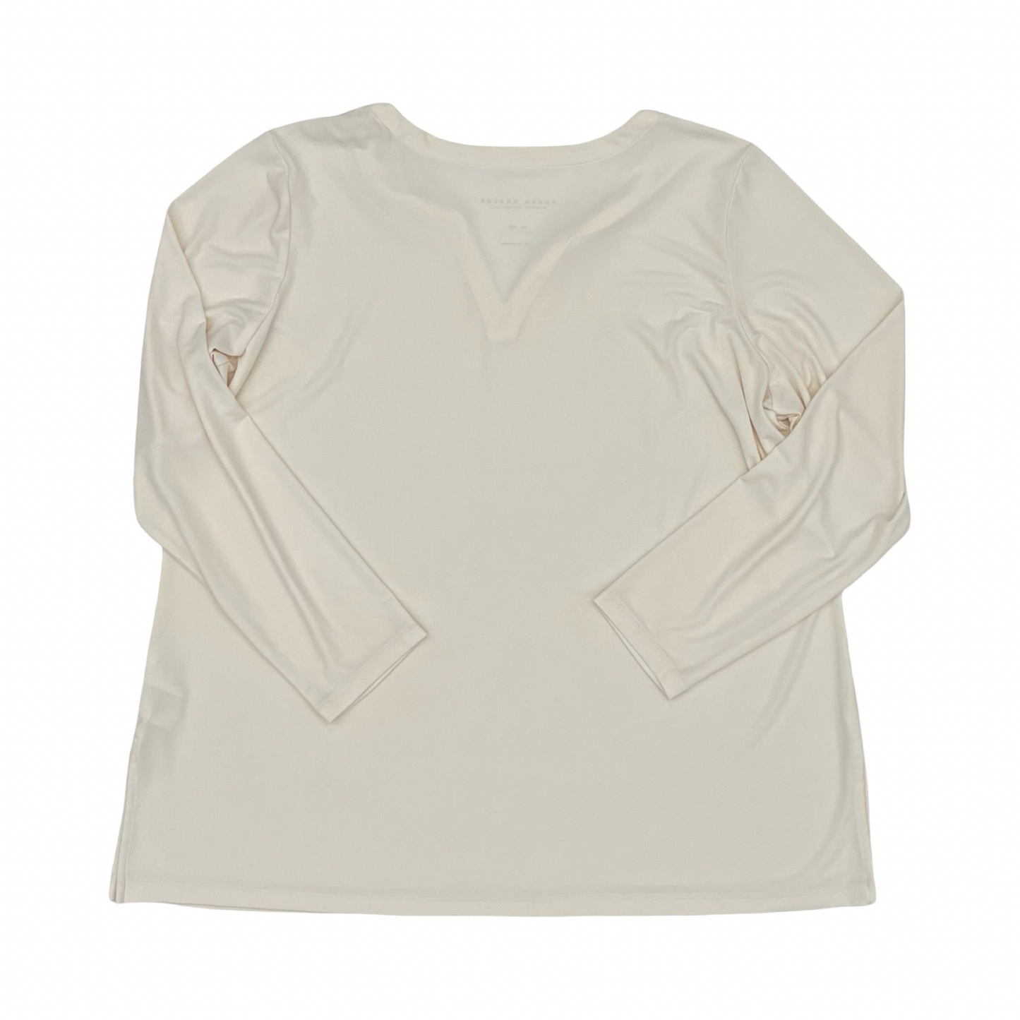 Blouse 3/4 Sleeve By Susan Graver In Cream, Size:Xlp