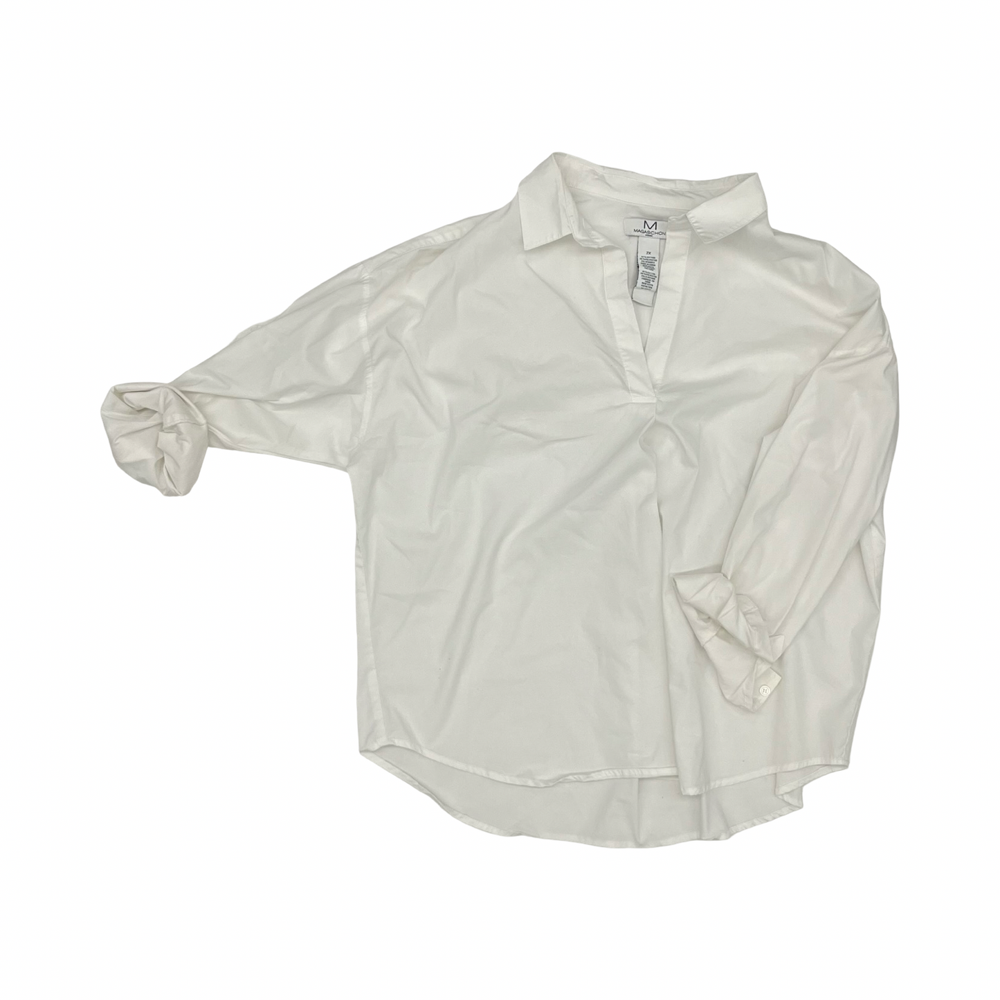 Blouse 3/4 Sleeve By Magaschoni In White, Size:2X