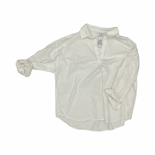Blouse 3/4 Sleeve By Magaschoni In White, Size:2X