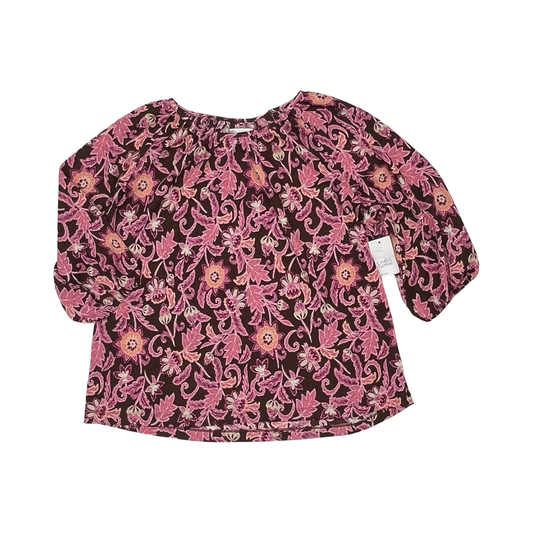 Blouse 3/4 Sleeve By Croft And Barrow In Brown & Pink, Size:1X