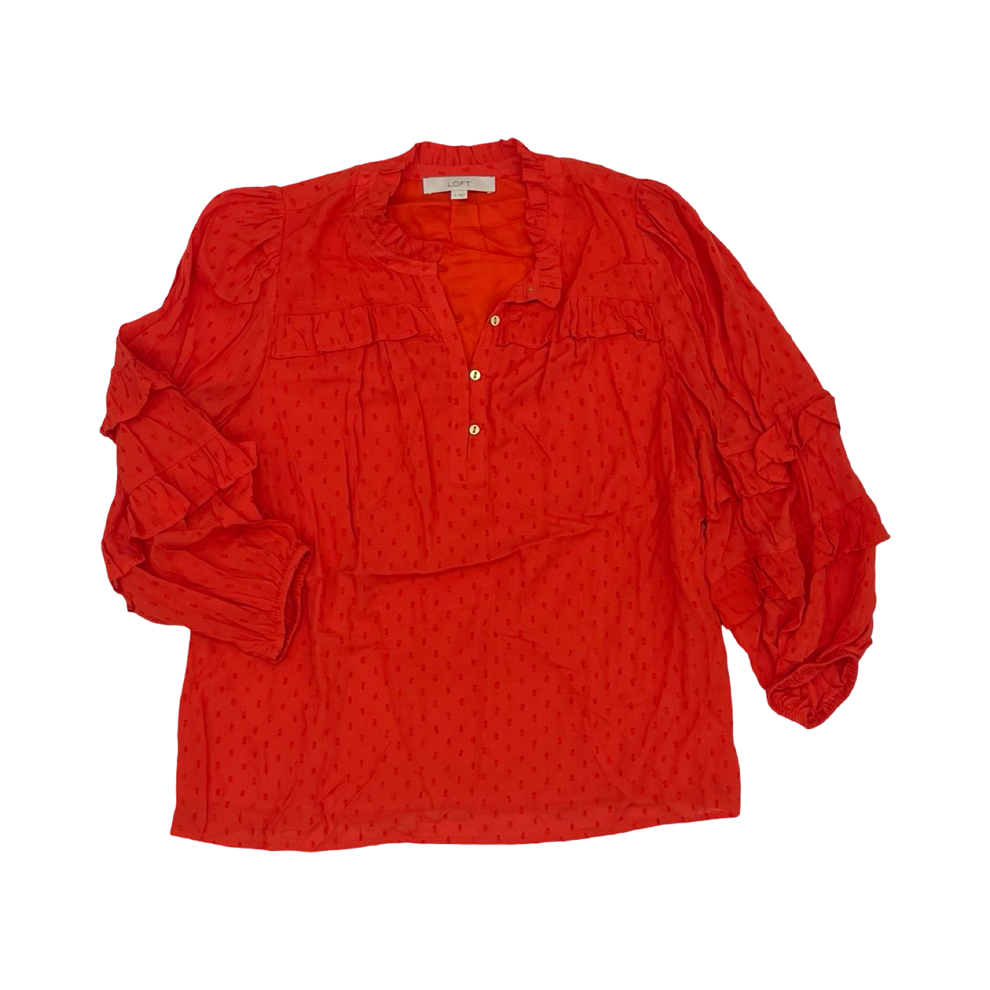 Blouse Ls By Loft In Orange, Size:S