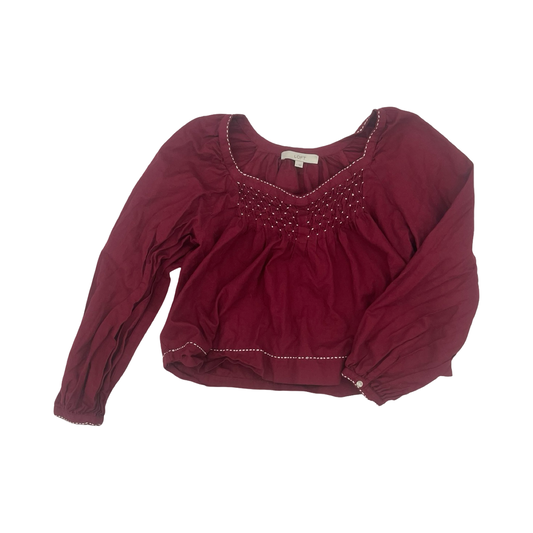 Blouse Ls By Loft In Red, Size:L