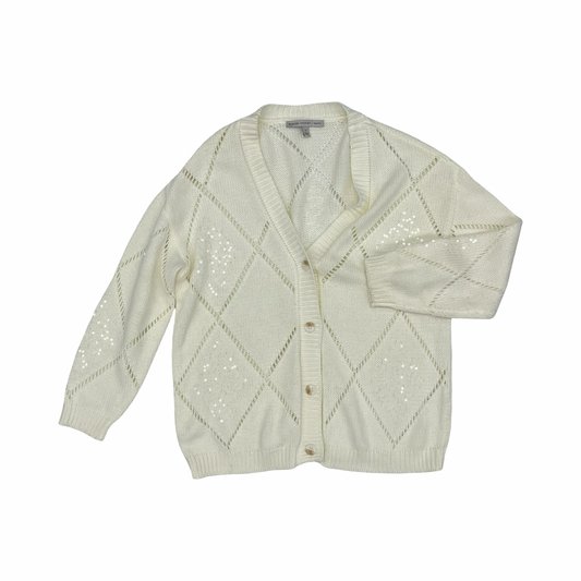 Sweater Cardigan By Clothes Mentor In Cream, Size:M