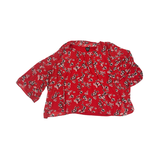 Blouse 3/4 Sleeve By Simply Emma In Red, Size:3X