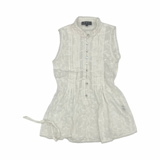 Blouse Sleeveless By Pol In White, Size:S