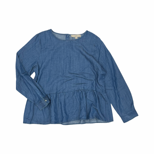 Blouse Ls By Loft In Blue, Size:Lp
