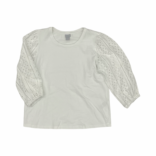 Top 3/4 Sleeve By Chicos In White, Size:M