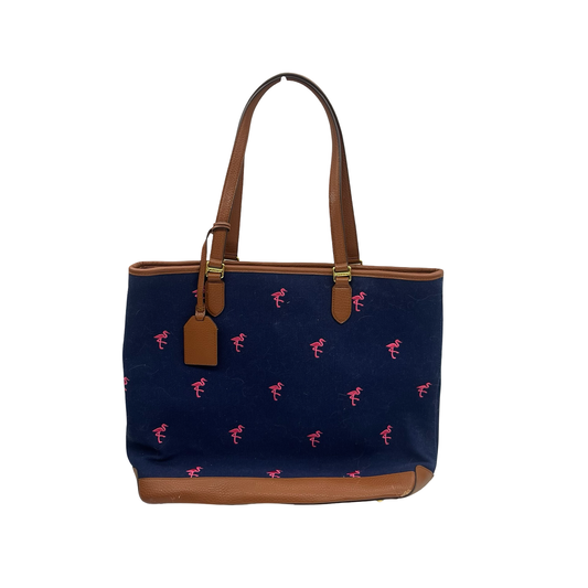 Handbag By Lauren By Ralph Lauren In Blue & Brown, Size:Medium