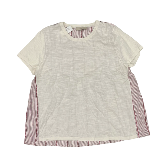 Top Ss By Loft In Cream & Red, Size:Xxl