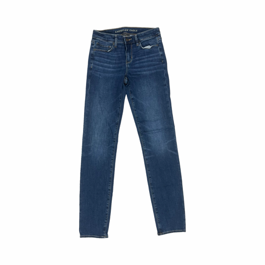 Jeans Skinny By American Eagle In Blue Denim, Size:4