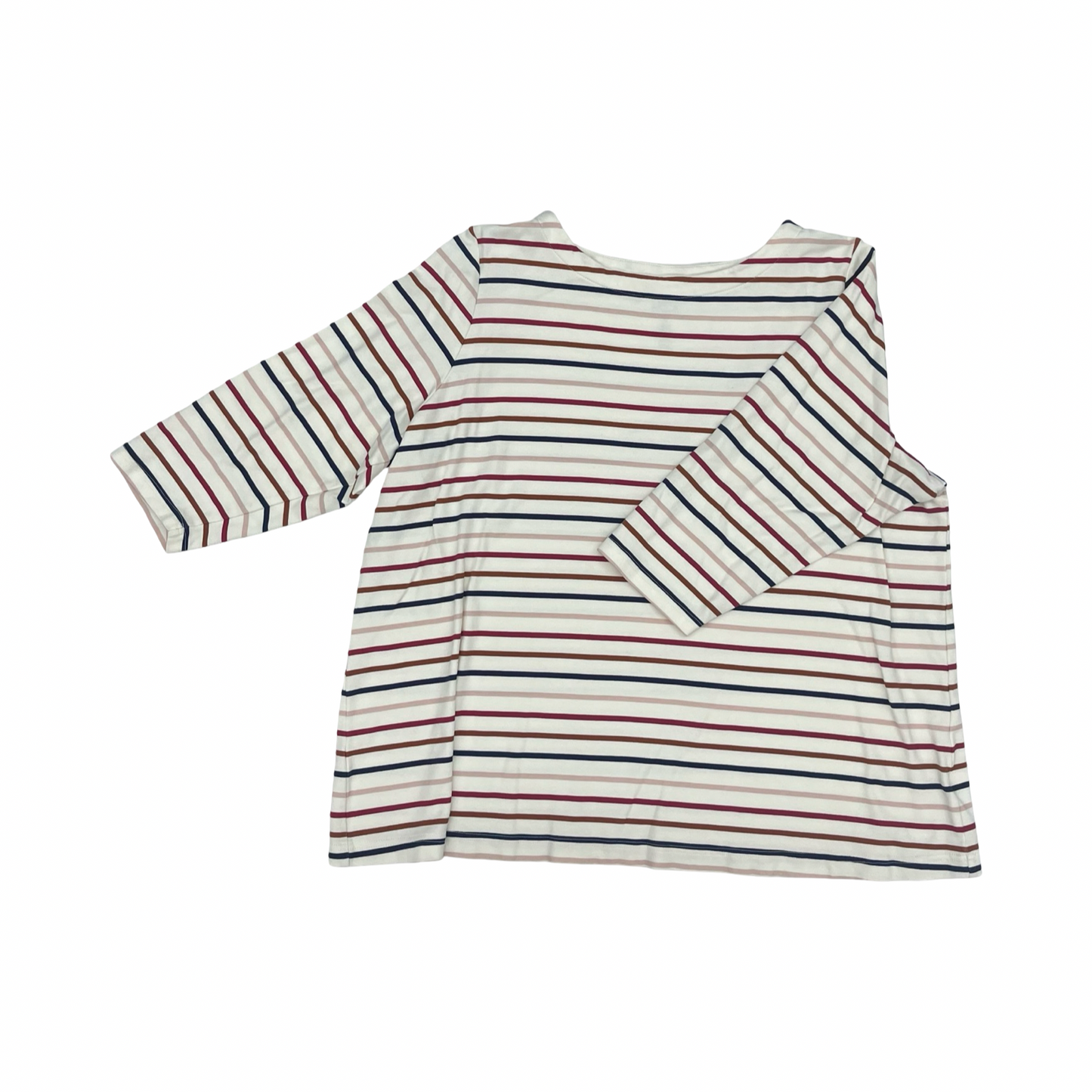 Top 3/4 Sleeve By Croft And Barrow In Striped Pattern, Size:2X