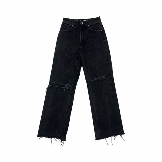 Jeans Straight By Zara In Black Denim, Size:4