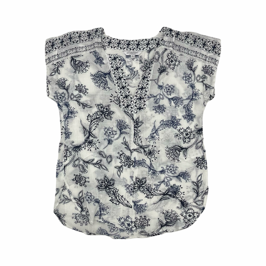 Blouse Ss By Liverpool In Blue & White, Size:S