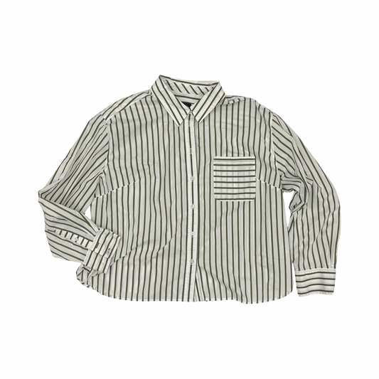 Blouse Ls By Talbots In Green & White, Size:Xl