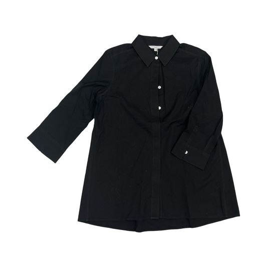 Blouse 3/4 Sleeve By Foxcroft In Black, Size:S