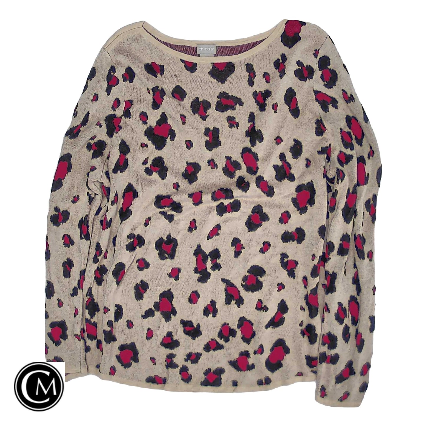 Sweater By Chicos In Black & Tan, Size: Xl