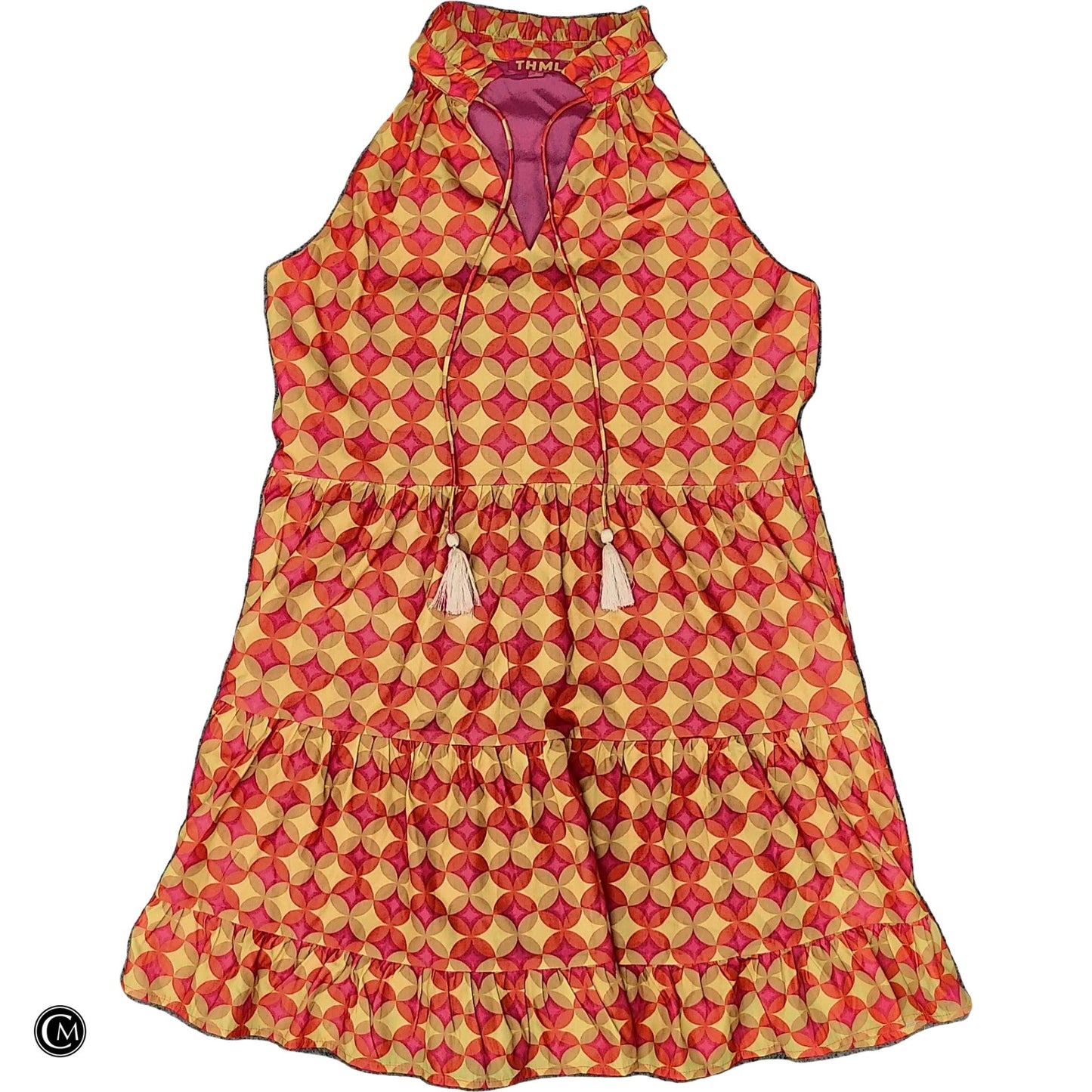 Dress Casual Short By Thml In Pink & Yellow, Size: S