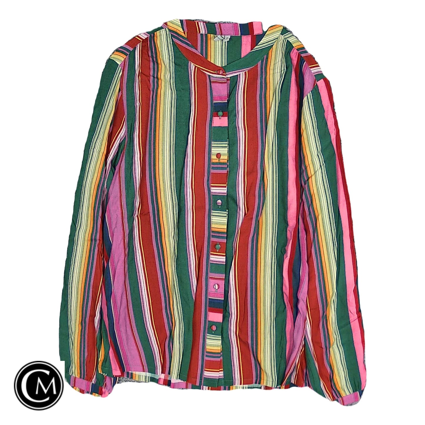 Blouse Ls By Blank London In Green & Pink, Size: Xl
