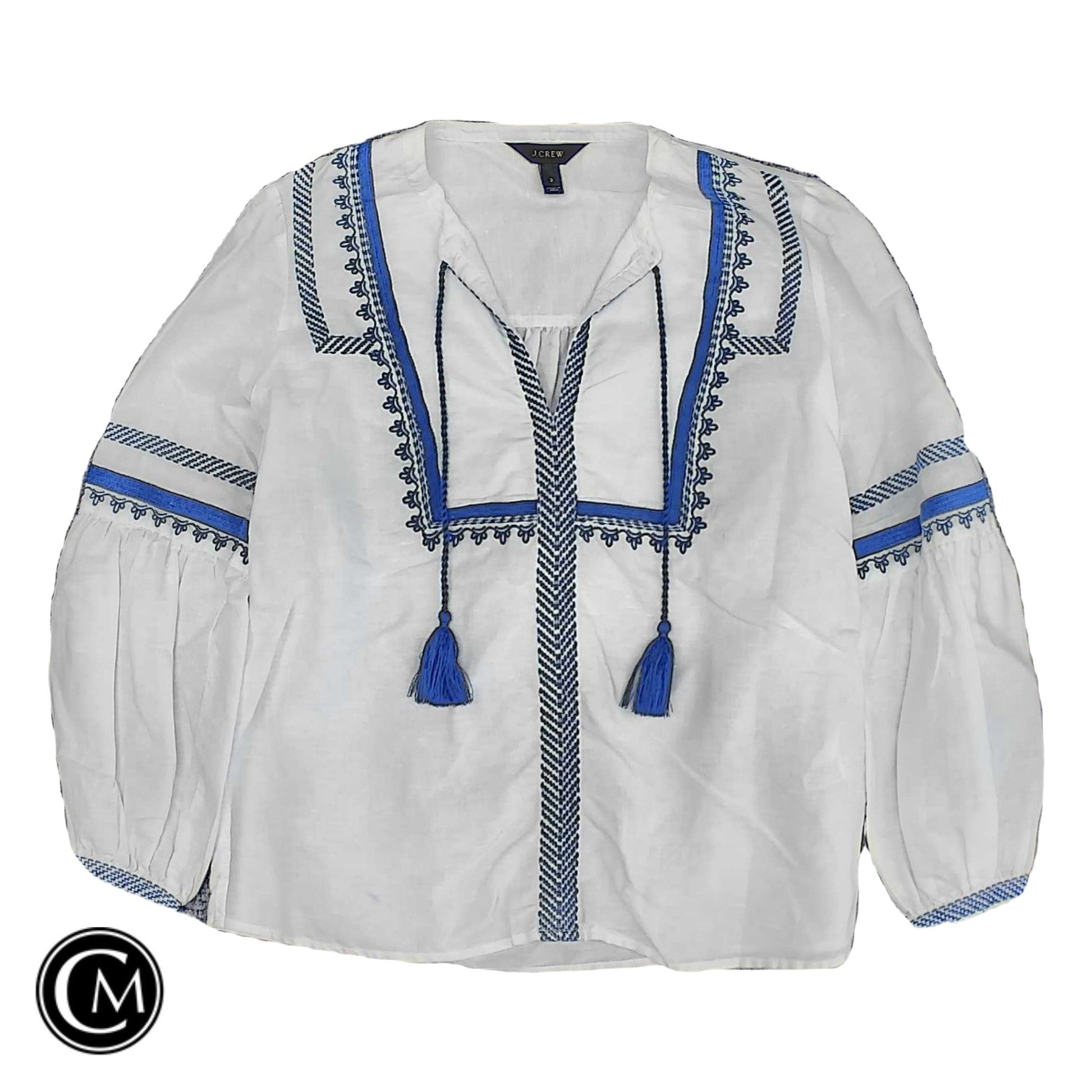 Top Ls By J. Crew In Blue & White, Size: 2 image 1