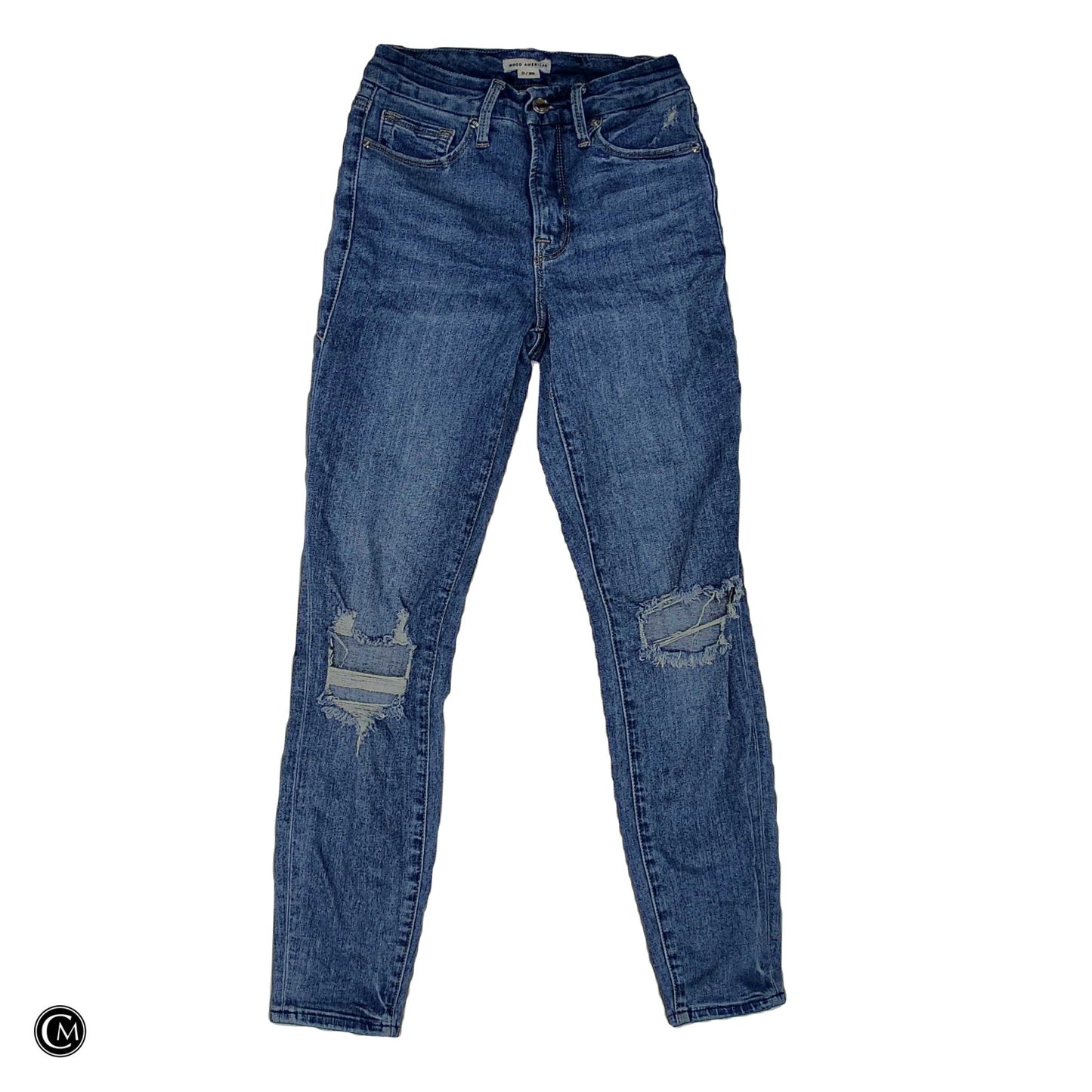 Jeans Skinny By Good American In Blue Denim, Size: 0