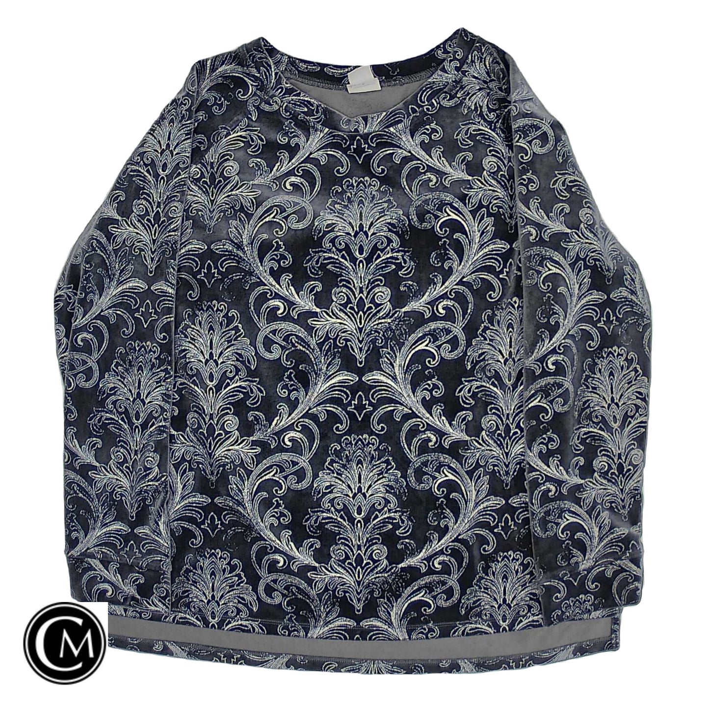 Sweatshirt Crewneck By Chicos In Grey & Silver, Size: L