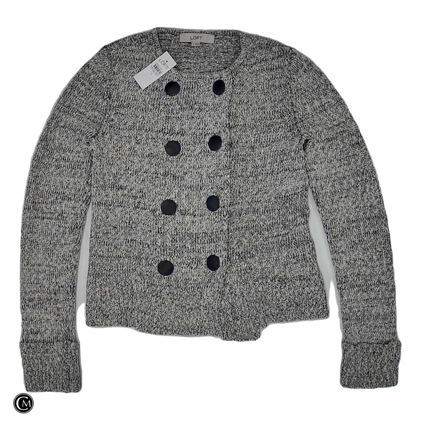 Sweater Cardigan By Loft In Grey, Size: S