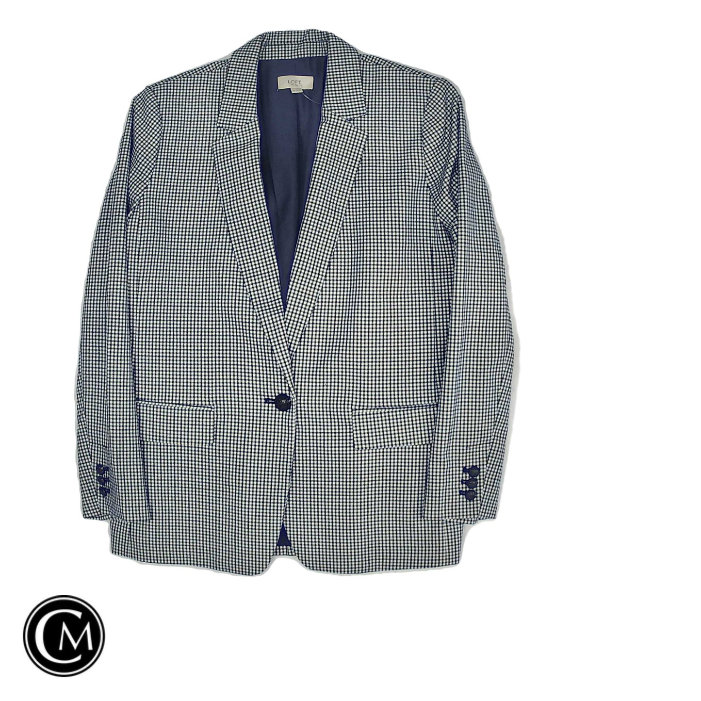 Blazer By Loft In Black & Blue, Size: 8p