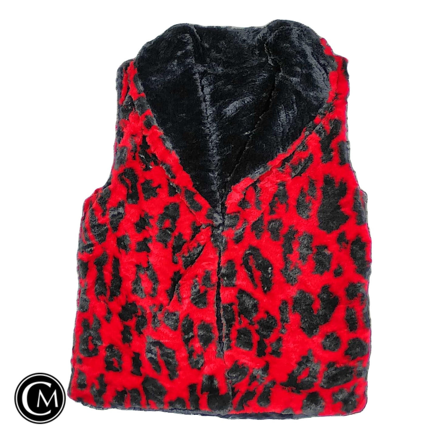 Vest Faux Fur & Sherpa By Onque In Black & Red, Size: L