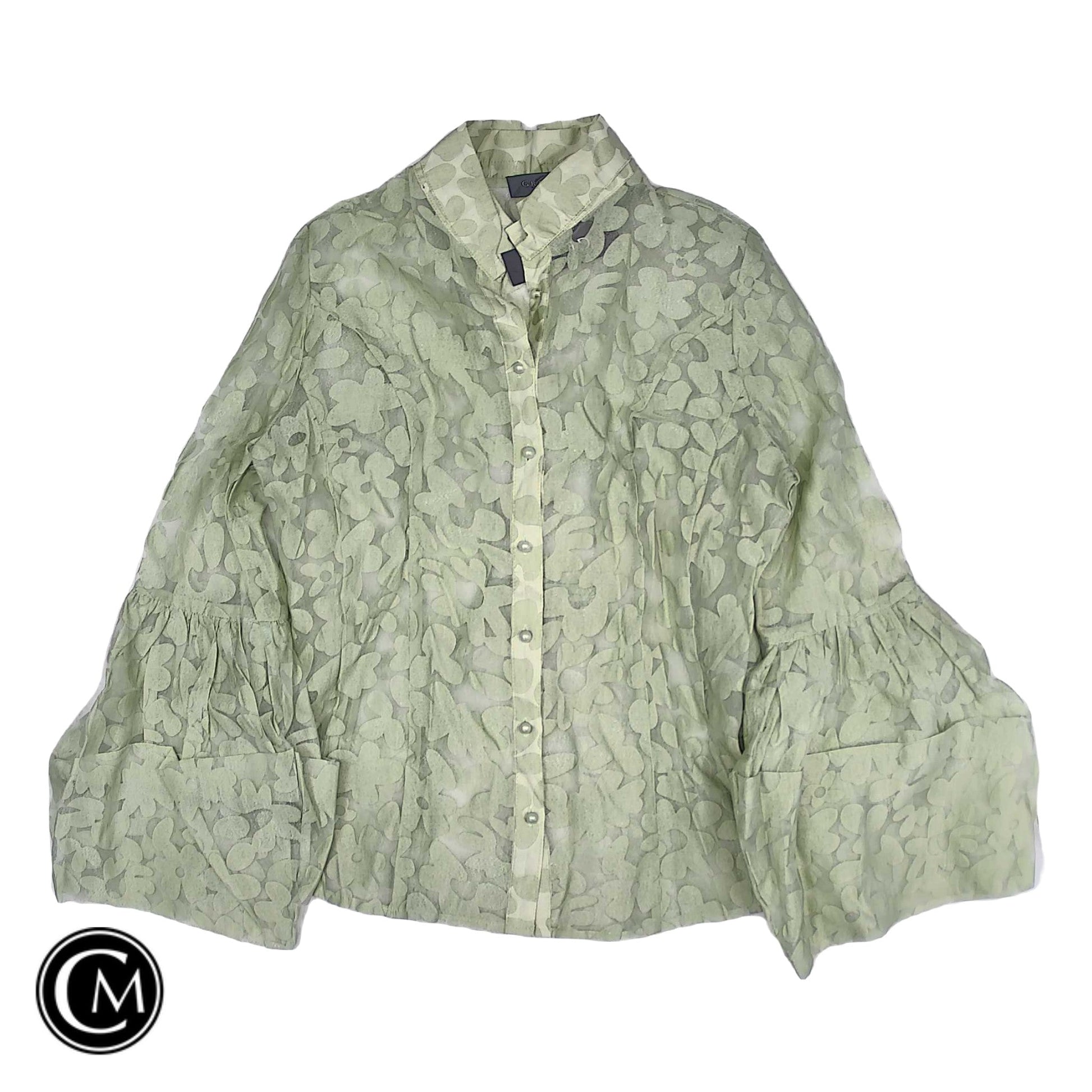 Blouse Ls By Gracia In Green, Size: L image 1
