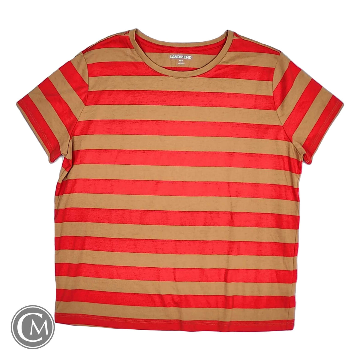 Top Ss Basic By Lands End In Red & Tan, Size: M image 1