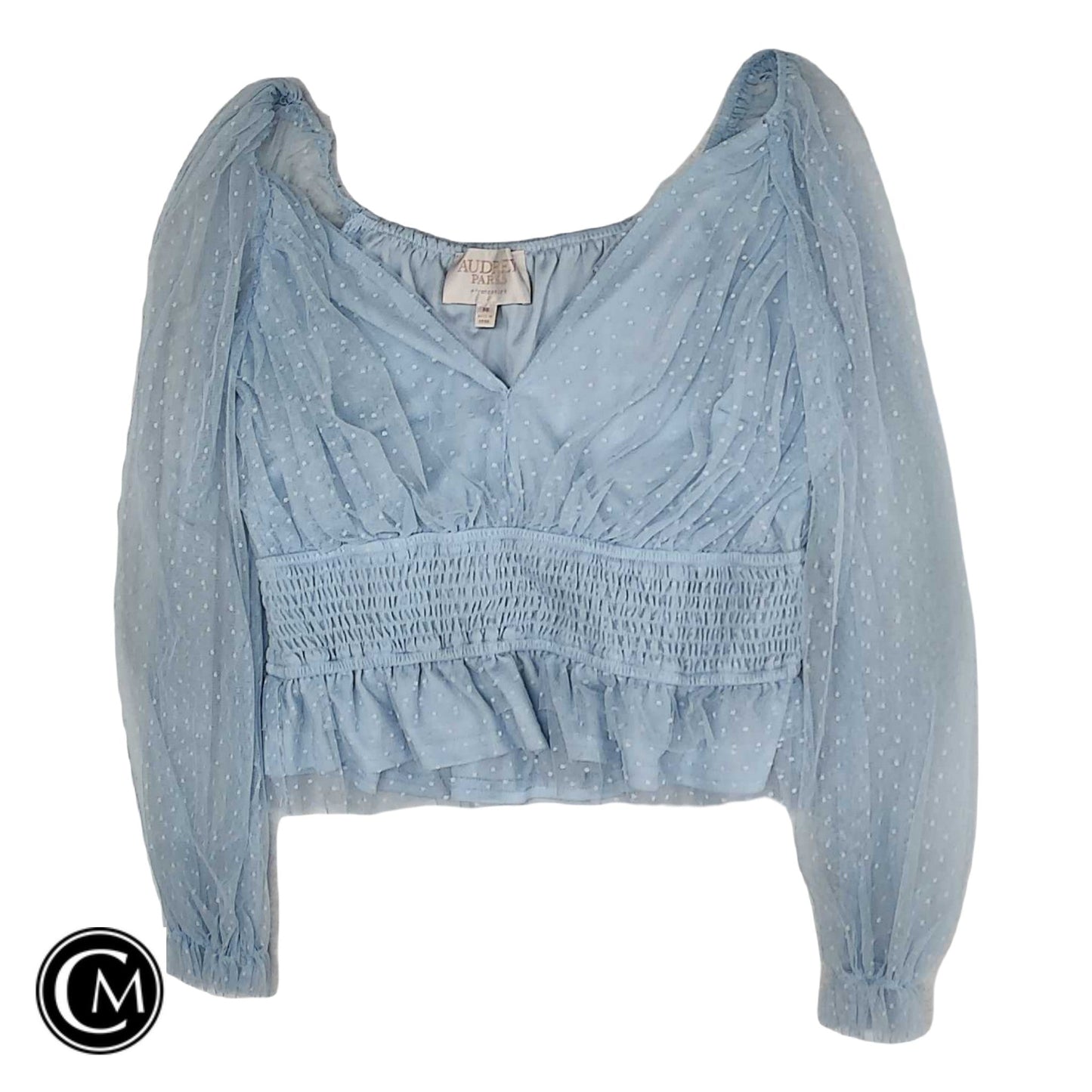 Blouse Ls By Audrey Parks In Blue, Size: M