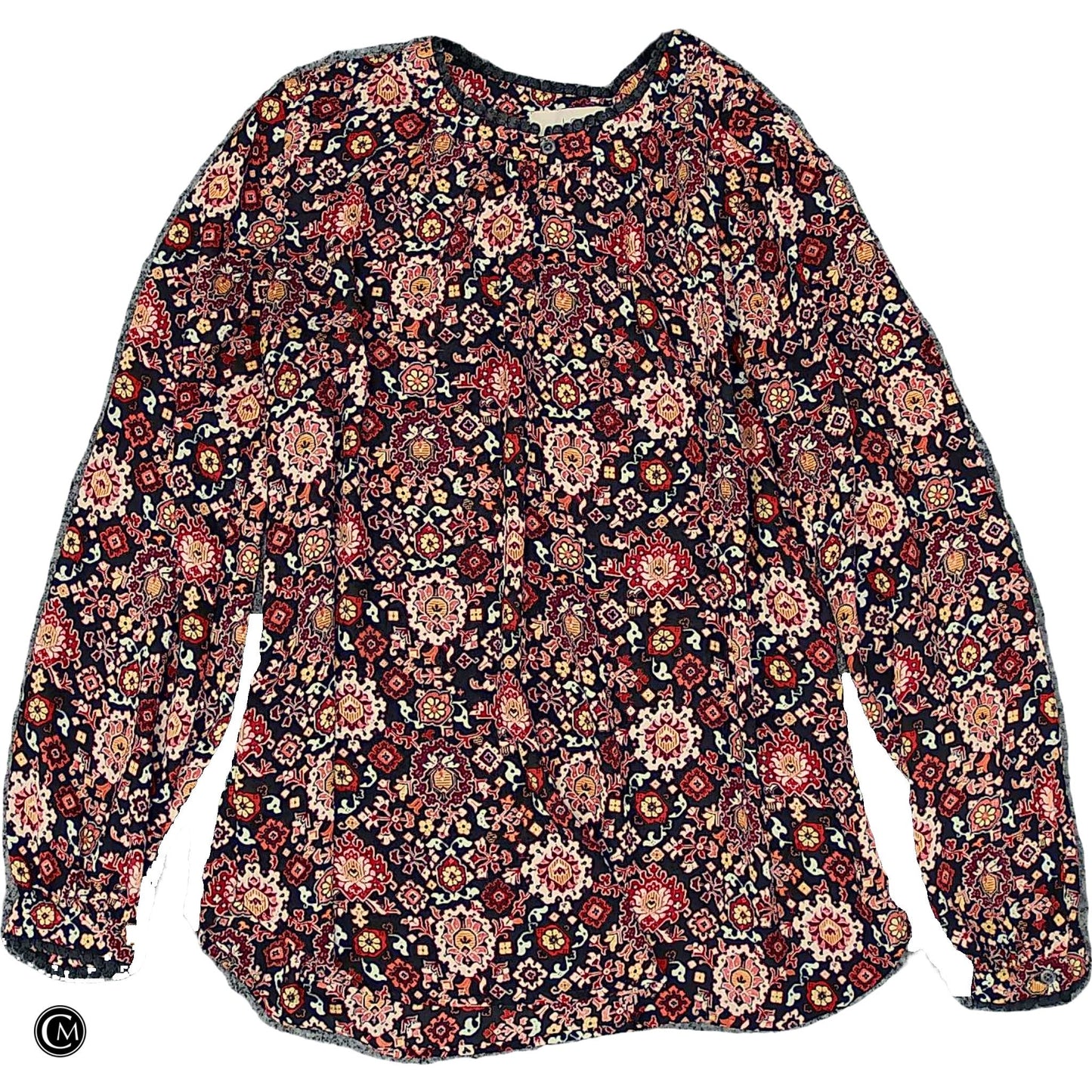 Blouse Ls By Loft In Black & Red, Size: Xsp image 1